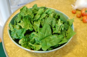 This is a lot of spinach; I wouldn't ordinarily use so much except I have a CUBIC YARD of spinach to use up